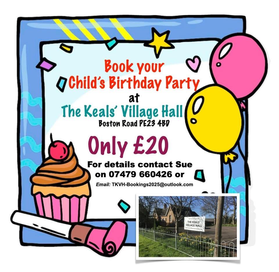 Children’s parties at the Keals’ Village Hall