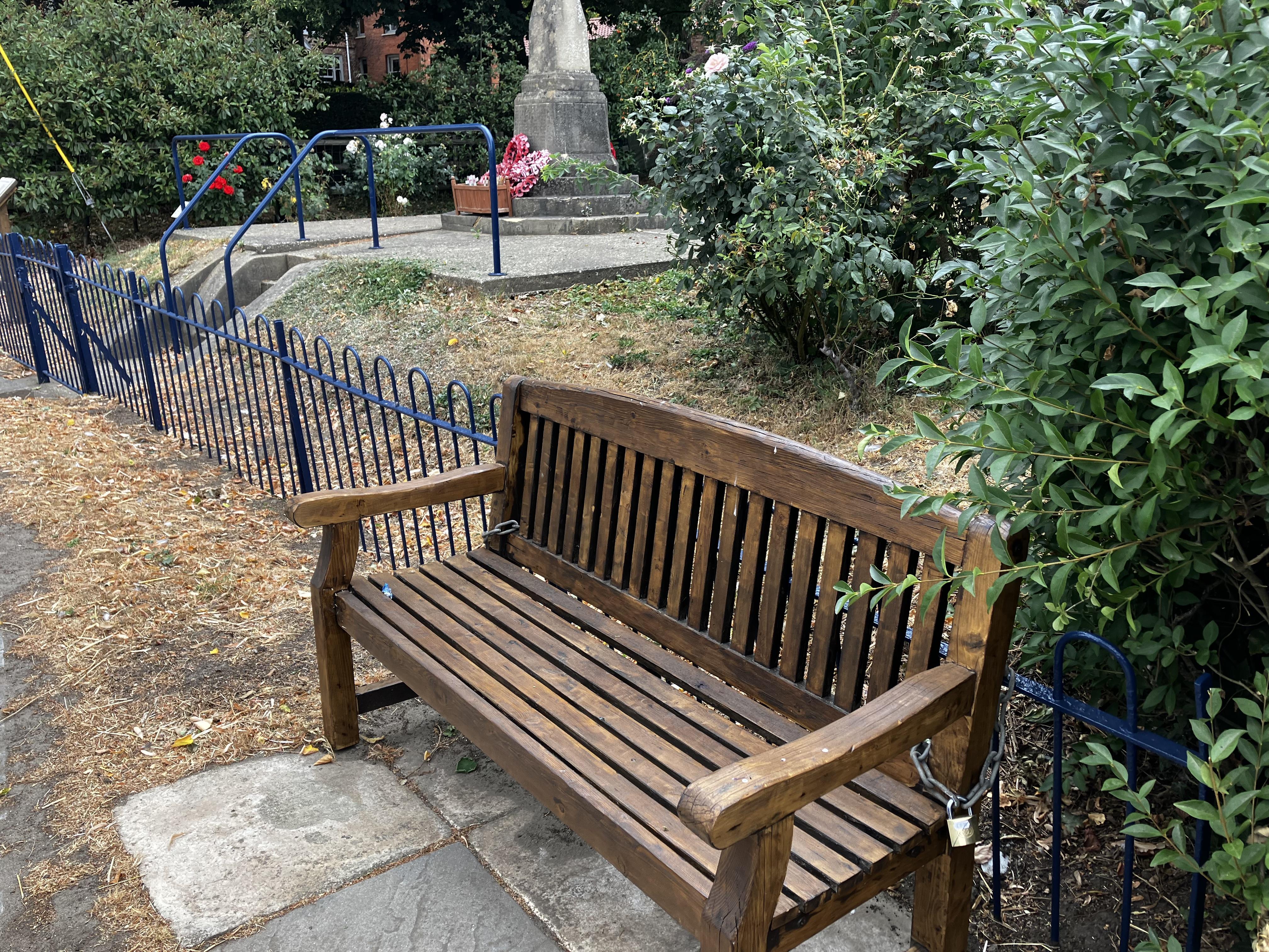 Renovated bench at the war memorial